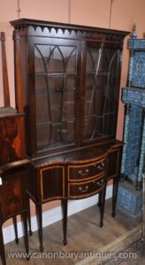 Antiker Regentisch Schrank Bücherregal Mahagoni