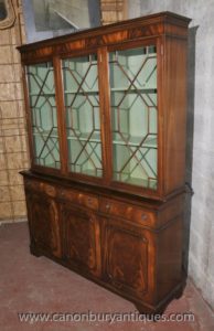Regency Breakfront Bibliothek Bücherregal Schrank Mahagoni Display