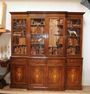 Regency Breakfront Bücherregal Burr Walnut Sheraton Buch Fall