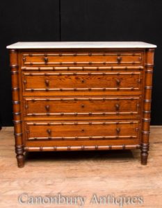 Antike französische Regentschaft Kommode Kommode Kiefer Faux Bambus 1890