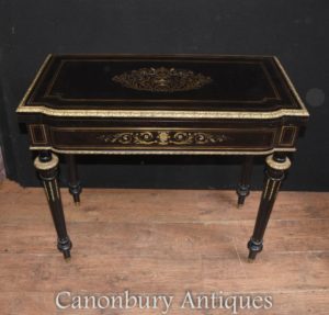 Antike Französisch Reich Ebony Card Spiele Tisch Boulle Inlay