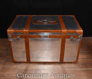 Chrom Leder Aston Martin Gepäck Trunk Dampfer Seite Couchtisch