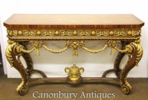 Louis XVI Gilt Walnuss Konsolentisch Hand geschnitzt