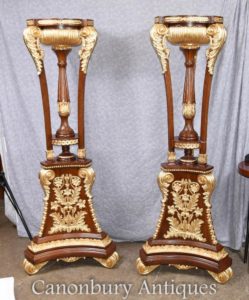 Pair Tall Französisch Reich Gilt Tocheres Pflanzer Ständer