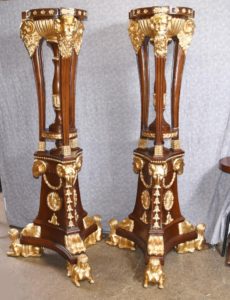 PAIR XL FRENCH GILT TORCHERES STÄNDER JARDINIERE CARVED PFLANZER