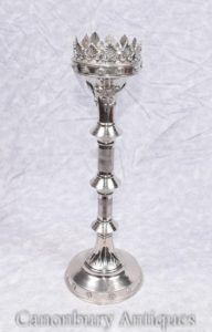 Single englisch Gothic Silver Plate Kerzenständer Kandelaber