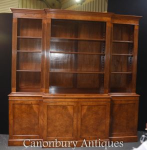 Walnut Open Breakfront Bücherregal Regency Bücherregale