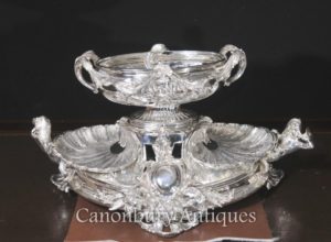 George III Silber Platte Mittelstück Rokoko Epergne Muschel Gericht