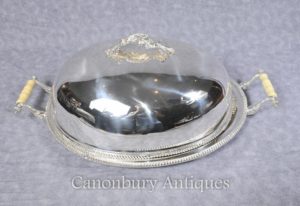 Georgian Silver Plate Lidded Serving Platter Domed Deckel Tablett