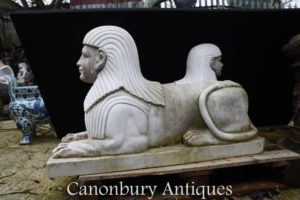 Paar Große Stein Sphinx Ägyptische Sphinx Garten Statue