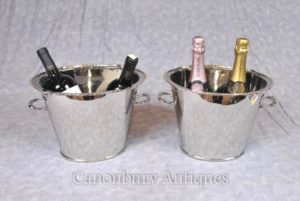 Paar Viktorianische Silber Platte Champagner Eimer Wein Urnen Kühler
