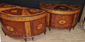 Regency Intarsien Kommoden Paar Demi Lune Intarsien Schränke
