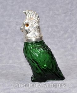 Viktorianische Silber Platte Papagei Dekanter Cut Glas Krug