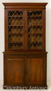 Late Victorian Mahogany Bookcase Cabinet 1890