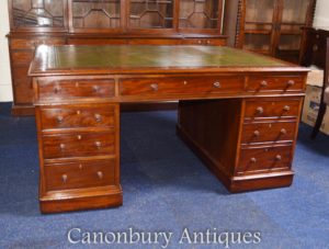 Antiker William IV Mahogany Partner Schreibtisch