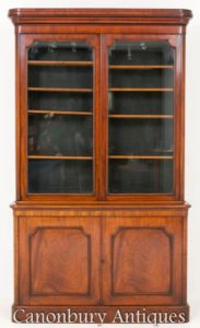 Antiker viktorianischer Bücherschrank Glasschrank Mahagoni 1860