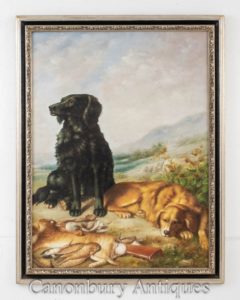 Dog Hunt Oil Painting Scene - Englische Retriever- und Hasenjagd