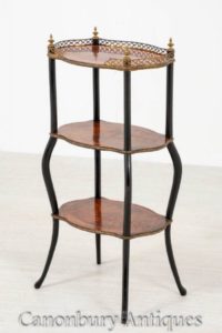 Französischer Etagere Antiker Beistelltisch um 1900 Amboyna