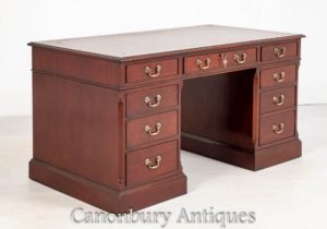 Georgian Pedestal Desk Mahagoni Büro Antiquitäten