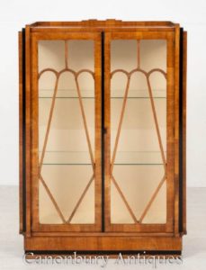 Vintage Art Deco Vitrine Glasiertes Bücherregal Antik 1930