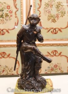 Antike viktorianische Affenstatue aus Bronze - Affen-Primaten-Casting 1880
