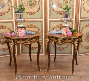 Louis XV Beistelltische - French Occasional Table Marquetry Inlay