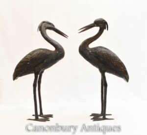 Paar japanische Bronzekraniche - Vogelgartenstatue