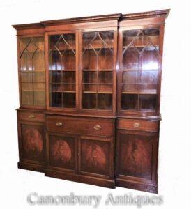 Regency Breakfront Bücherregal Secretaire Desk Antique Library