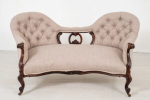 Victorian Settee - Camele Back Palisander Couch Sofa 1860